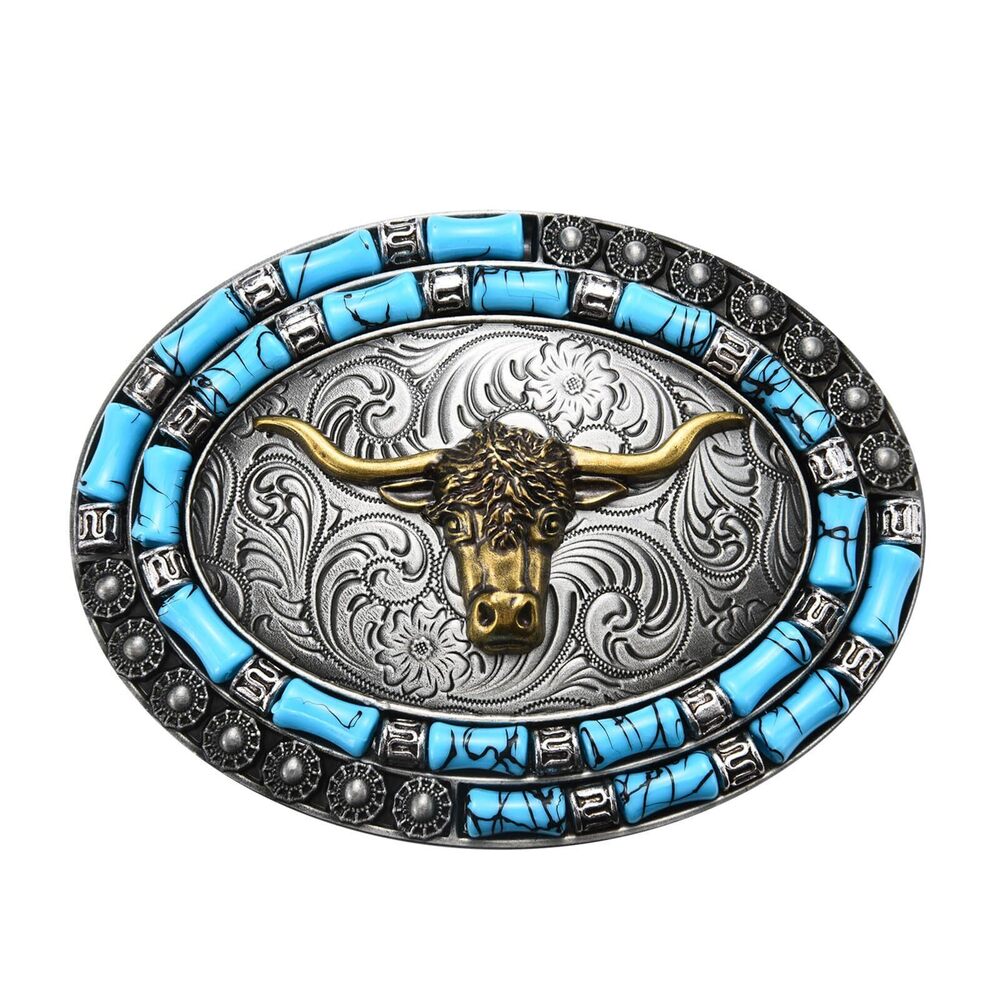 8050 Religious Cross Horse Bull Belt Buckle │Texas Cowboy Christmas